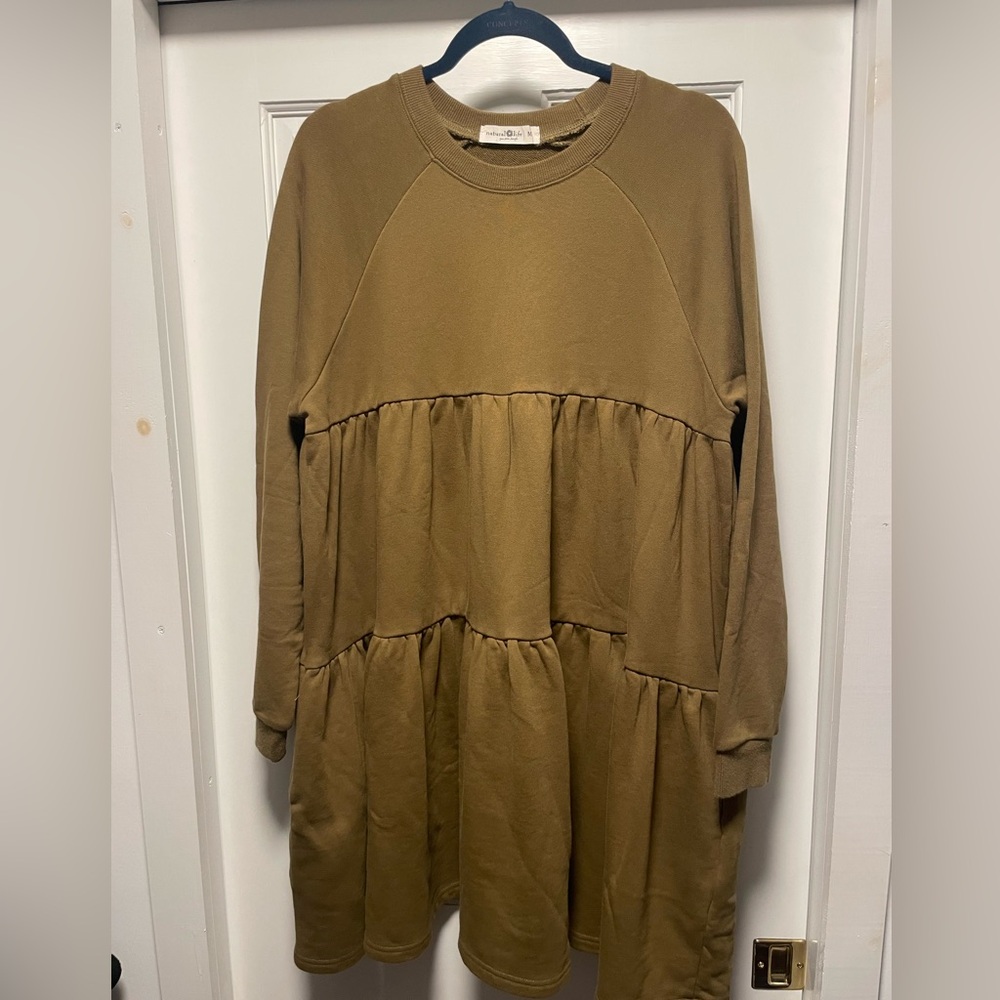 Natural Life Women's Joey Oversized Sweatshirt Dress Army Green Medium